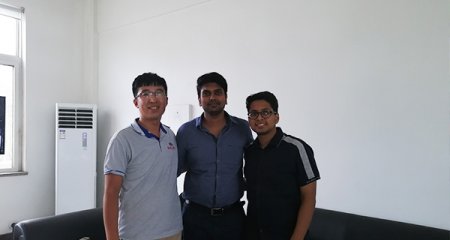 印度客户订购的PVC木塑实心门套生产线验收成功